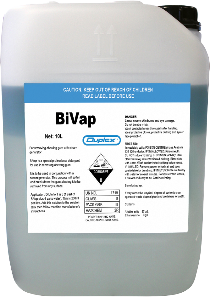Bivap Gum, a specialised gum removal product by Duplex Cleaning Machines.