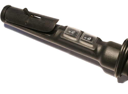 Close-up image of the safety switch on the steam mop.