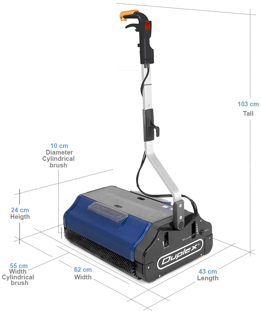 Specifications of the Duplex 620 cleaning machine.