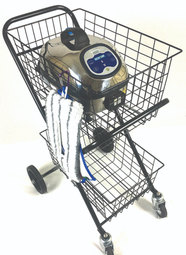 A trolley designed to carry and support the Jetsteam machine.