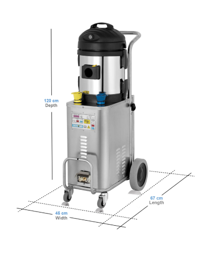 Specifications list for the JetVac Inox steam vacuum cleaner.
