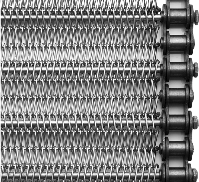 Mesh Conveyor Belt being cleaned by Duplex Cleaning Machines