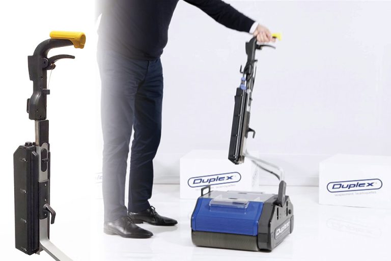 Highly manoeuvrable commercial floor steam cleaning machine with a compact design and contra-rotating brushes. The Duplex Lithium Hybrid offers feather-light, single-handed operation and effortless flipping and spinning for enhanced usability, making it an effective solution for commercial floor cleaning.