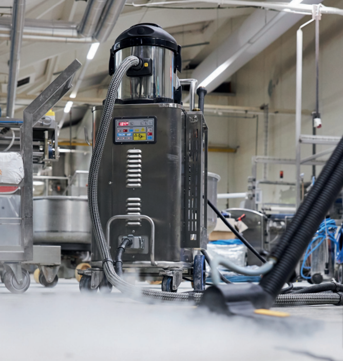 The Jetvac Industrial machine in action, highlighting its cleaning power and efficiency in an industrial setting.