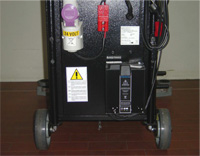 The Batvac 50 Steam showcasing its integrated power outlet, designed for convenient and efficient power access during cleaning operations.