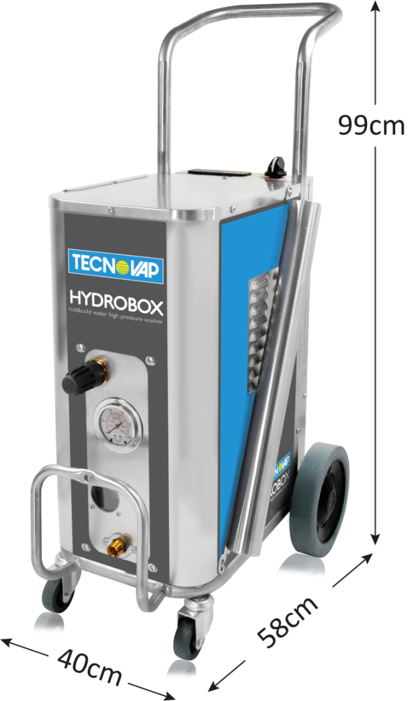 Dimensional illustration of the Hot Hydro Pressure Washer, highlighting its compact and efficient design suitable for industrial use.