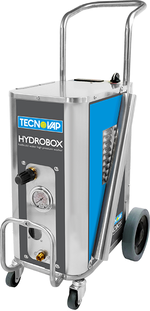 The Duplex industrial hot and cold water pressure washer, featuring an AISI 304 stainless steel boiler, digital display, and versatile temperature control, poised for efficient cleaning.