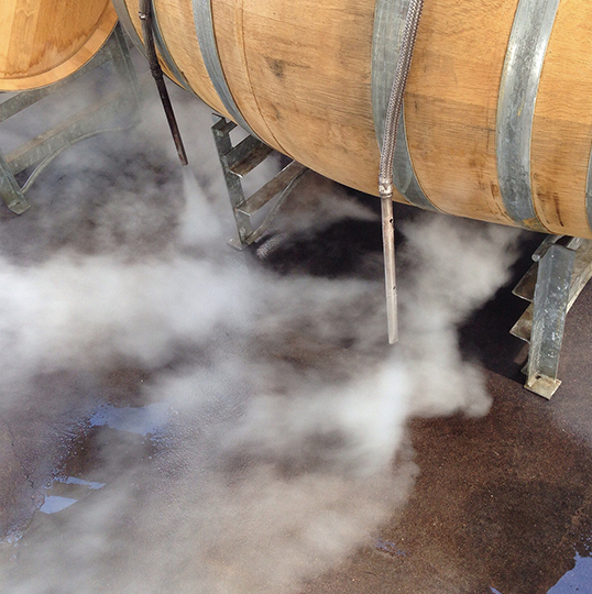 Image depicting the advanced cleaning and sanitisation process to effectively kill Brettanomyces in wine production facilities.