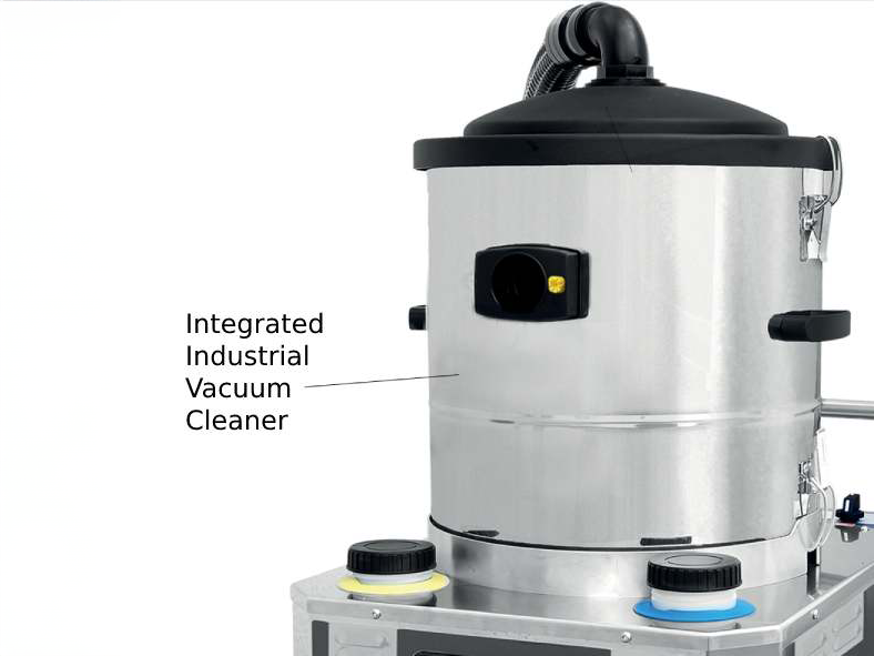 Integrated vacuum cleaner of the Steam Pressure Plus, exemplifying multifunctional cleaning prowess in industrial environments.