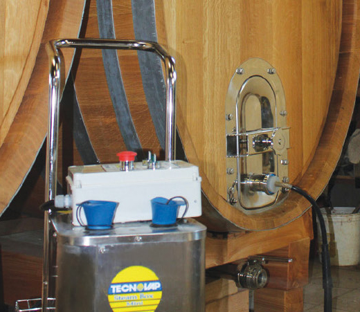 Image showcasing the effective cleaning of vats in wine production using advanced steam cleaning technology for optimal hygiene.