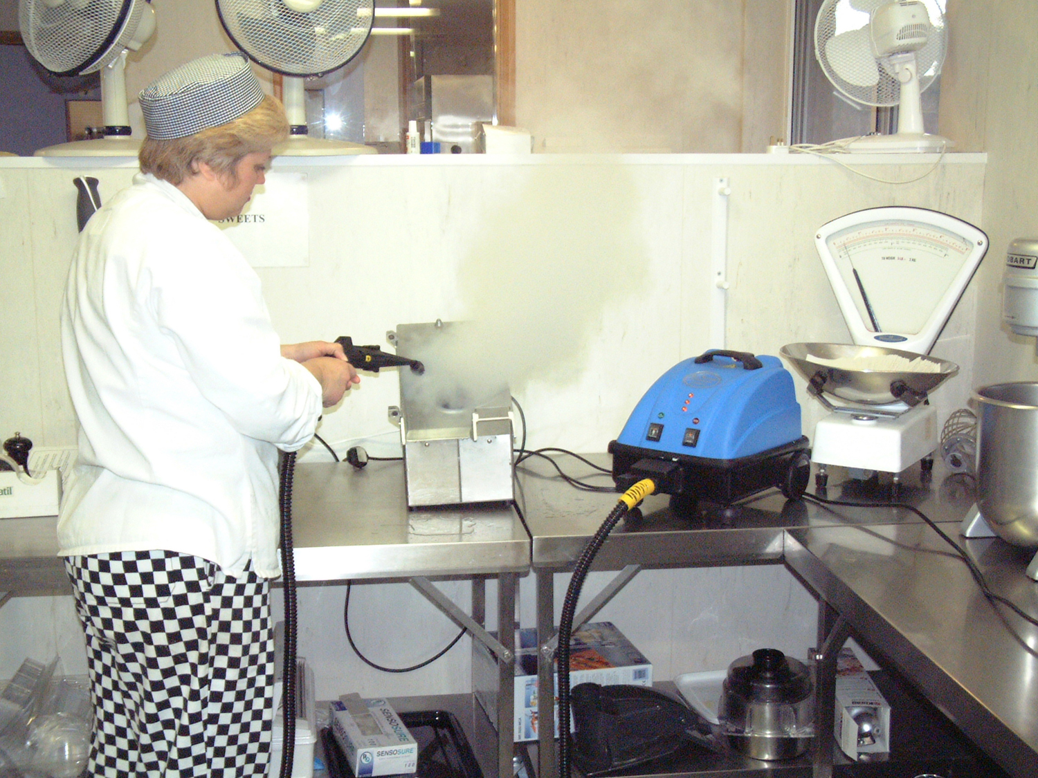 Image showcasing Duplex's advanced steam cleaning solutions for deep cleaning and sanitising bakery equipment and accessories.