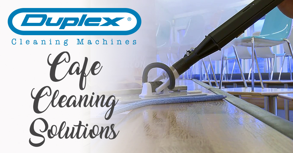 Image showcasing Duplex's range of cleaning equipment, ideal for tackling diverse cleaning needs in cafes, from floors to kitchen equipment.
