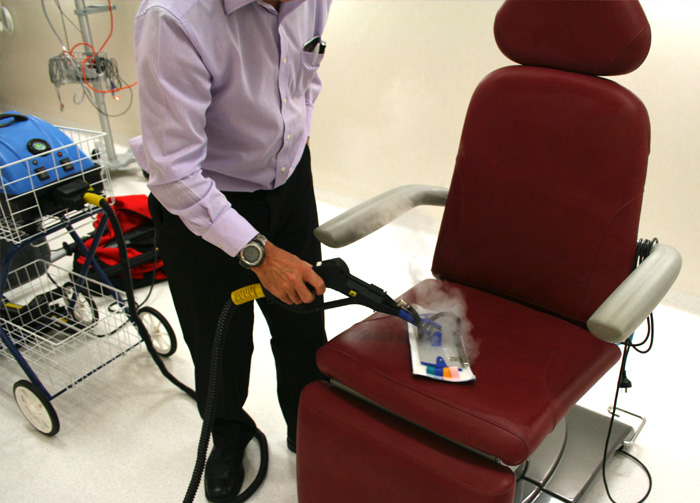Image showing the detailed cleaning process of chairs and sofas in a hospital, ensuring comfort and hygiene.