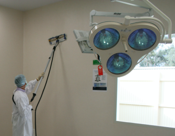 Image depicting specialised cleaning and disinfecting in high-risk areas of a hospital during an outbreak, ensuring utmost safety and hygiene.