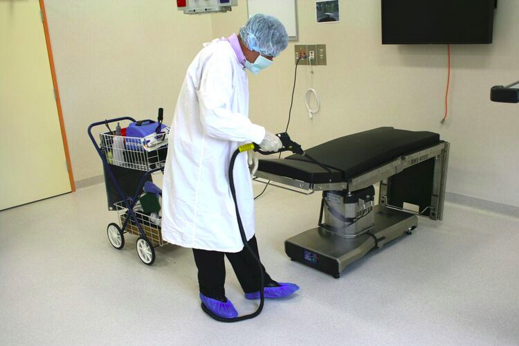 Image showing Duplex Cleaning Machines' steam cleaning technology for operating areas in animal facilities, ensuring thorough sanitisation and hygiene.
