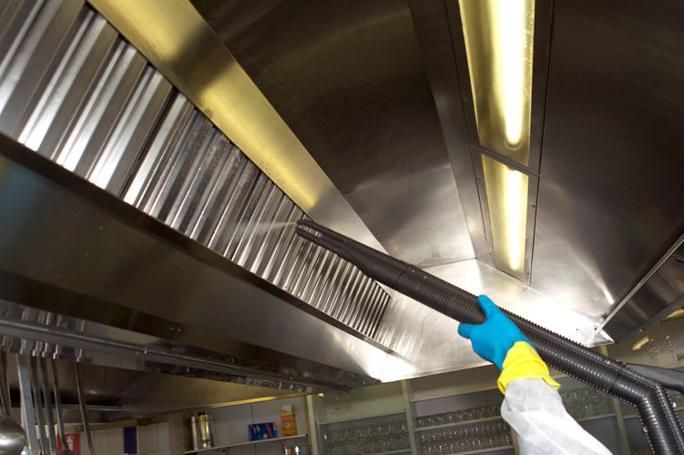 Image showing Duplex Cleaning Machines being used for high-level canopy cleaning in an ice cream production facility, tackling tough dirt and oil with ease.