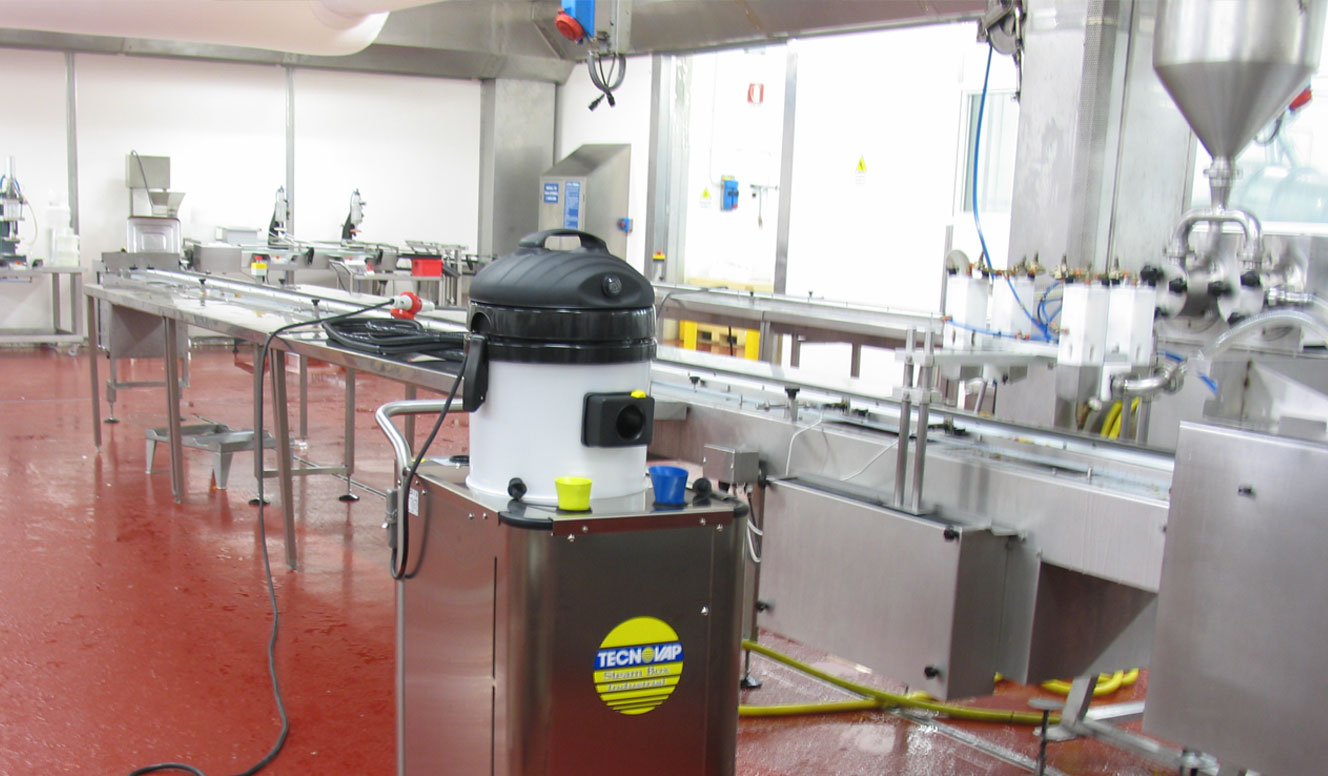 Image showing the effective cleaning and sanitisation of conveyor belts and production lines in pharmaceutical settings using Duplex Cleaning Machines.