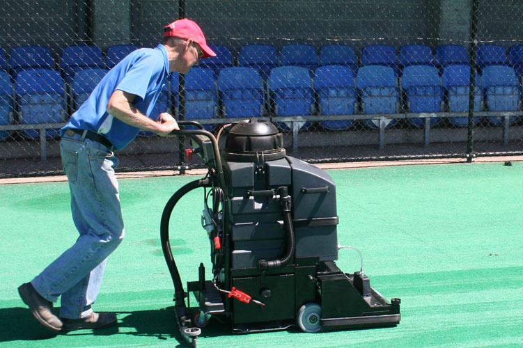 Image displaying Duplex Cleaning Machines' effective solutions for efficiently cleaning large surface areas in sports and fitness centres, including hard floors, safety floors, and carpets.