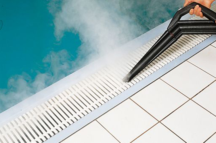 Image showing Duplex Cleaning Machines' specialised poolside cleaning technology in action at swimming centres, promoting a hygienic and safe environment.