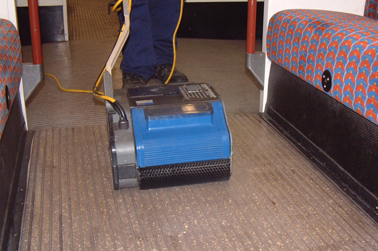 Image showcasing advanced cleaning equipment designed for thorough and efficient hard floor cleaning in couches and transportation areas.