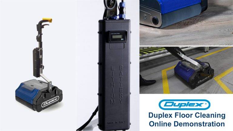 Duplex 3-in-1 floor cleaning machines shown in an online demo