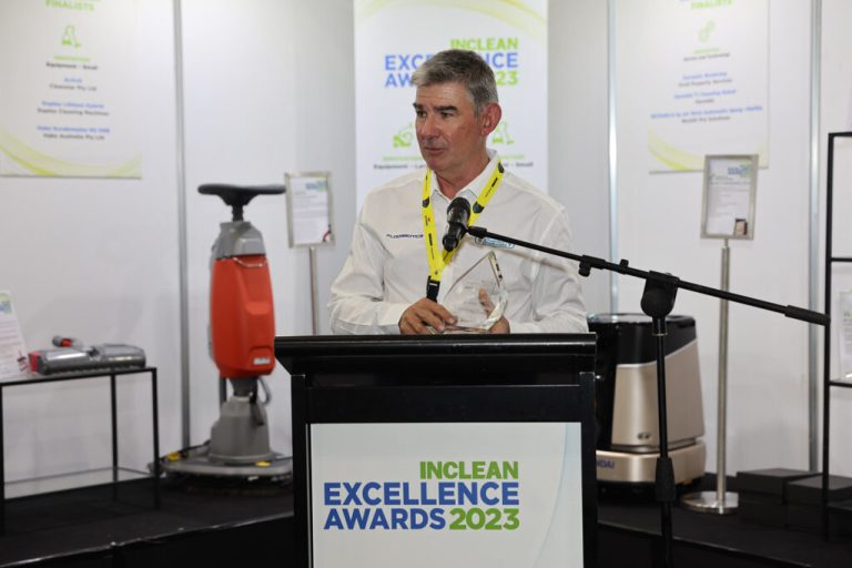 Award-winning small cleaning product by Duplex Cleaning Machines displayed at ISSA 2023.