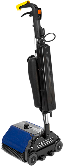 The Duplex Lithium floor scrubber, showcasing its ultra-compact design and battery-powered efficiency for versatile floor cleaning.