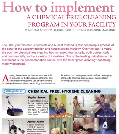 Fundamentals of implementing chemical-free cleaning in accommodatio cleaning