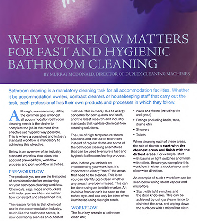 Examining the need for an efficient workflow in accommodation house bathroom cleaning