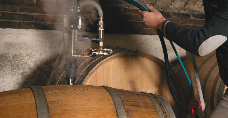 Innovative wine barrel cleaning system by Duplex Cleaning Machines, designed for efficiency and thorough sanitation.