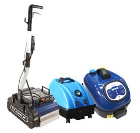 Image showing a variety of cleaning equipment used in housekeeping, including steam cleaners and floor scrubbers, by Duplex.