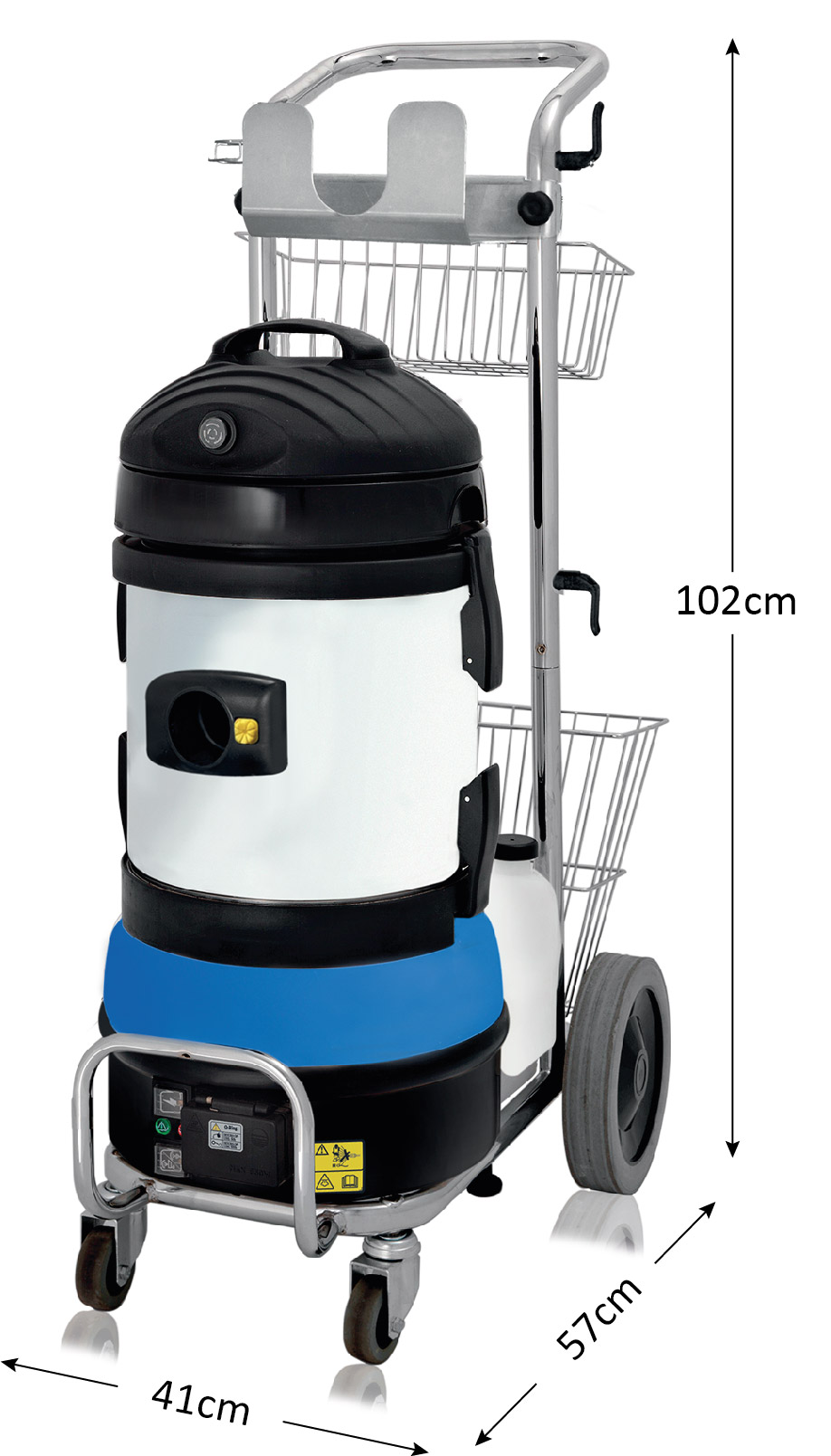Image depicting the precise measurements of the Jetvac Junior Steam Vacuum Cleaning Machine, ensuring perfect fit and functionality in various cleaning environments.