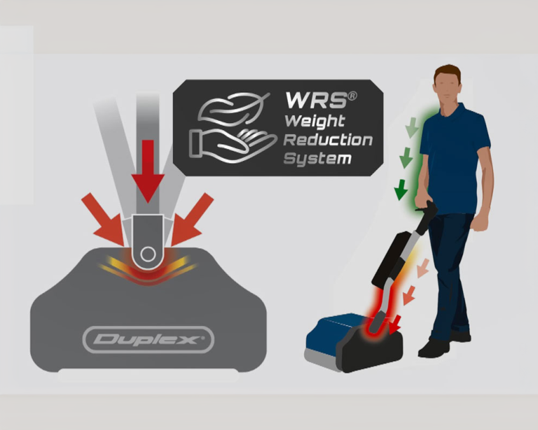 Commercial steam floor cleaning machine with a patented Weight Reduction System (WRS) for featherlight movement and easier manoeuvrability. The Duplex Lithium ensures double the clean with half the effort, making it an ideal choice for effective commercial floor steam cleaning.