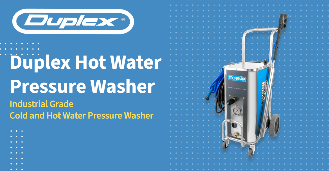 Duplex hot water pressure washer for commercial and industrial use banner