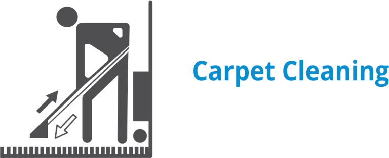 Icon showing a person cleaning carpet with a floor machine