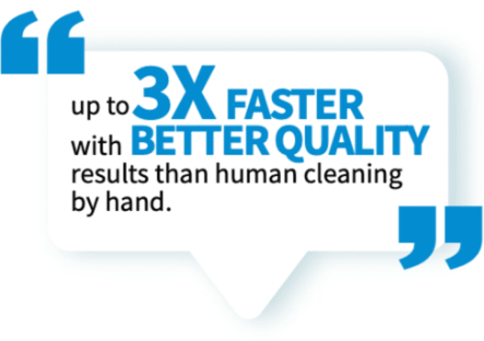 Illustration showing that Duplex machines clean up to 3 times faster with better quality compared to manual cleaning