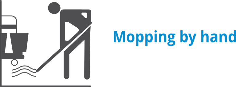 Icon showing a person manually mopping the floor with a bucket